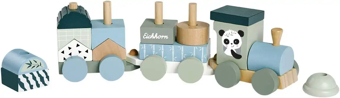 Eichhorn – Holzzug mit 2 Waggongs und 13 Bausteinen für 9,99 € [Prime] statt 13,94 €