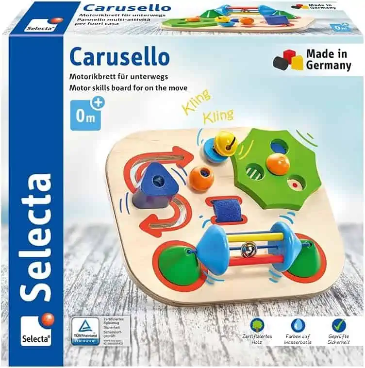 Selecta 61067 Carusello – Motorikbrett für unterwegs (19 cm) für 15,89 € [Prime] statt 28,49 €