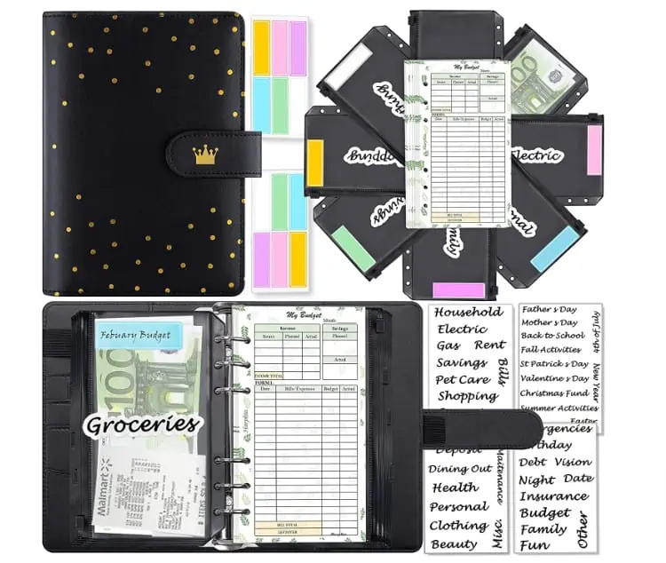 A6-Geld-Organizer, 6-Ringe-Budgetplaner-Kit mit Geldumschlägen