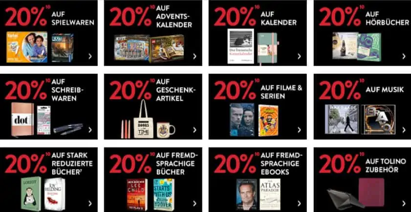 Hugendubel Black Friday: 20 % Rabatt auf alles