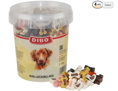 DIBO Mini Leckerli Mix 4 x 500g Eimer Leckerli Belohnung fuer Hunde Hundefutter Amazon de Haustier