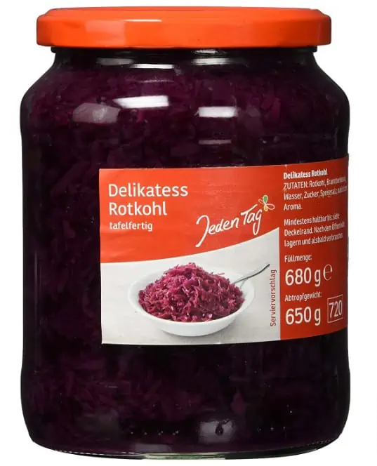 Jeden Tag Rotkraut tafelfertig Glas, 680g ab 0,69 € inkl. Prime-Versand (statt 0,99 €)