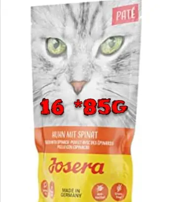 16 * 85g Josera Cat Pate Huhn mit Spinat für 6,49 € inkl. Versand