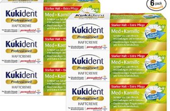 Kukident Haftcreme Med Kamille Zahnreiniger fuer das Gebiss 6er Pack 6 x 40 g Amazon de Drogerie Koerperpflege