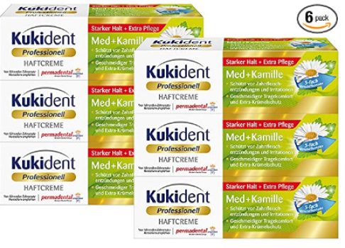 Kukident Haftcreme Med Kamille Zahnreiniger fuer das Gebiss 6er Pack 6 x 40 g Amazon de Drogerie Koerperpflege