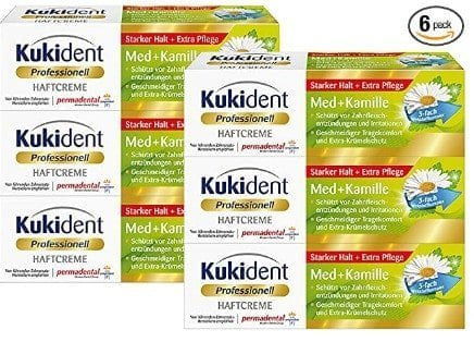 Kukident Haftcreme Med Kamille Zahnreiniger Fuer Das Gebiss 6Er Pack 6 X 40 G Amazon De Drogerie Koerperpflege