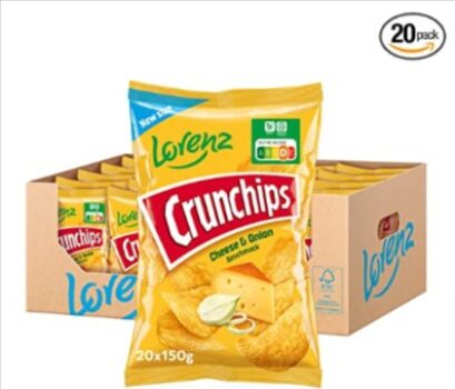 Lorenz Snack World Crunchips Cheese Onion 20er Pack 20 x 150 g Amazon de Lebensmittel Getraenke