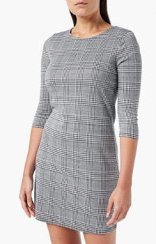 ONLY Damen Onlbrilliant 3 4 Check Dress Noos Kleid Mehrfarbig Black Checks  Cloud Dancer S EU