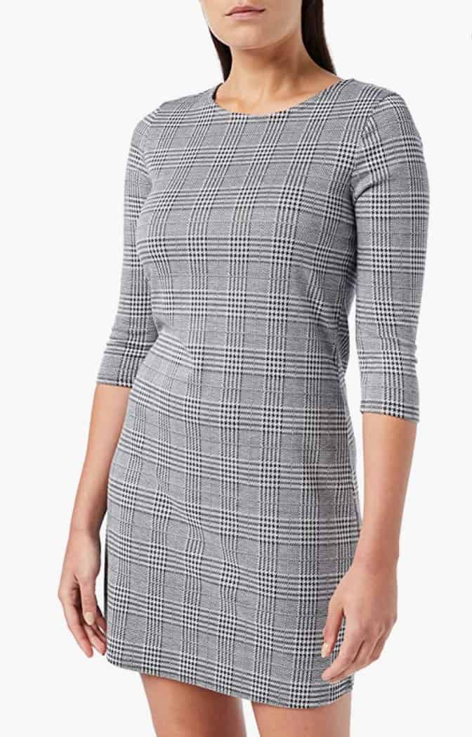 Only Damen Onlbrilliant 3 4 Check Dress Noos Kleid Mehrfarbig Black Checks Cloud Dancer S Eu