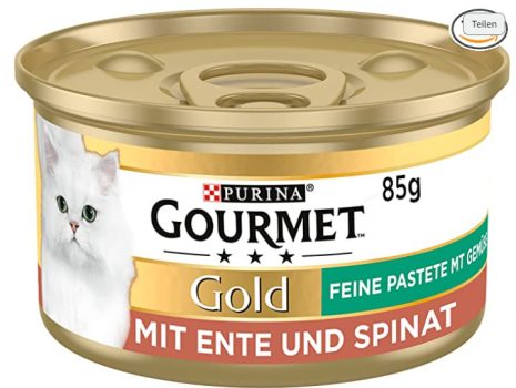 PURINA GOURMET Gold Feine Pastete mit Gemuese Katzenfutter nass mit Ente und Spinat 12er Pack 12 x 85g Amazon de Haustier