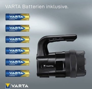 VARTA Taschenlampe LED Laterne inkl 6x AA Batterien Indestructible BL20 Pro Arbeitsleuchte zwei Leuchtmodi extrem robuste Lampe stossabsorbierend Spritzwasser und staubgeschuetzt Amazon de Baumarkt