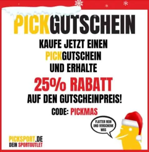 Picksport: Geschenkgutscheine mit 25 % Rabatt