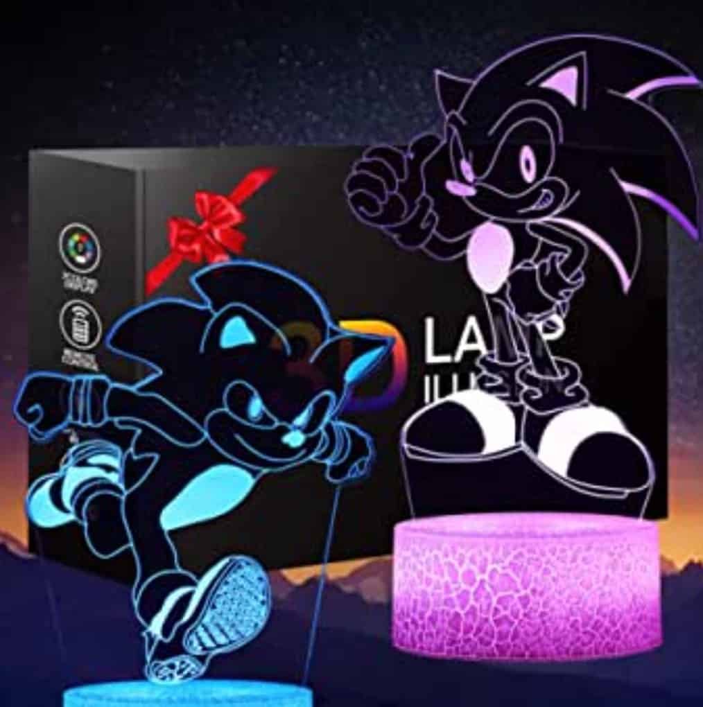 3D Sonic Anime Nachtlicht Led Illusionslampe 2 Muster Und 16 Farbwechsel Dekor Tischlampe Mit Fern
