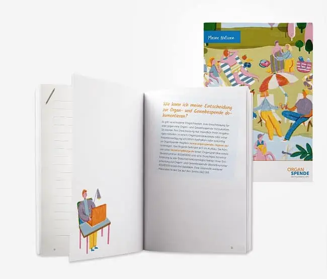 Gratis: Notizbuch – Organspende 2024 (inkl. Organspendeausweis als Plastikkarte )