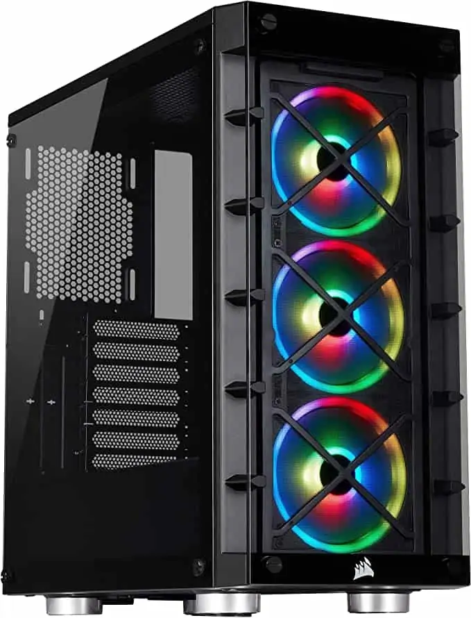 Corsair iCUE 465X RGB Mid-Tower ATX Smartes Gehäuse (gehärtetes Glas, 3 integrierte LL120 RGB Lüfter, vielseitige Kühloptionen) schwarz