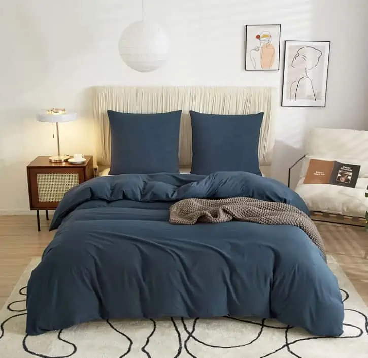 AOJIM Bettwäsche 2 teilig Marineblau Hochwertige Gewaschene Mikrofaser Bettwäsche ab 10,50 € inkl. Prime-Versand (statt 30,00 €)