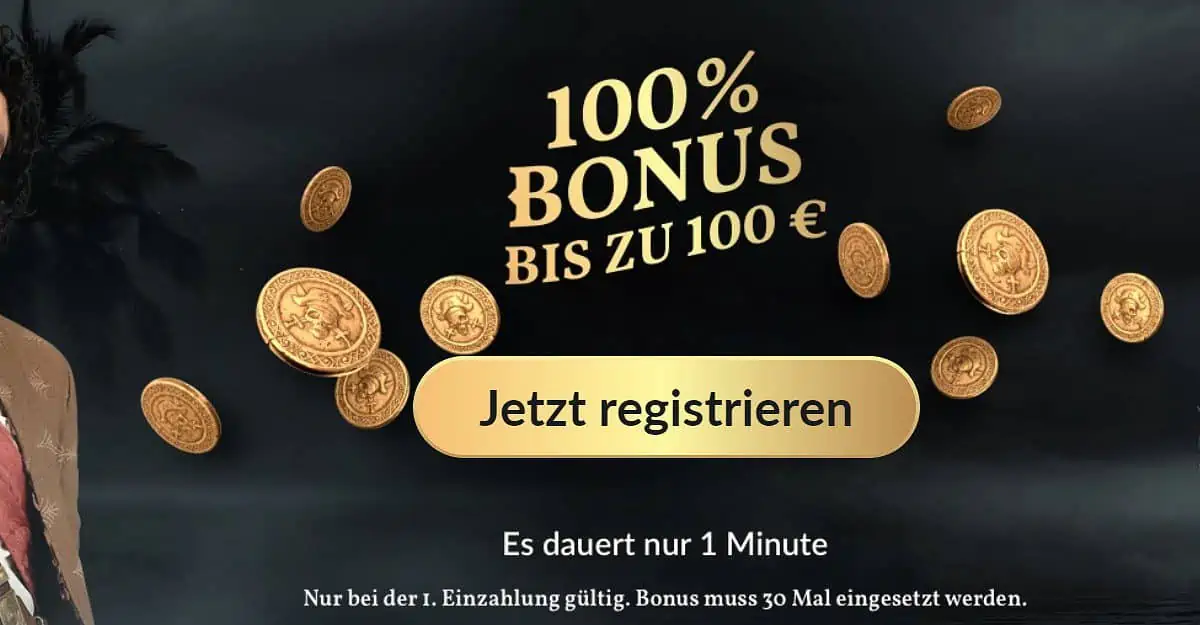JackpotPiraten: 100 % Bonus bei Einzahlungen von bis zu 100 €
