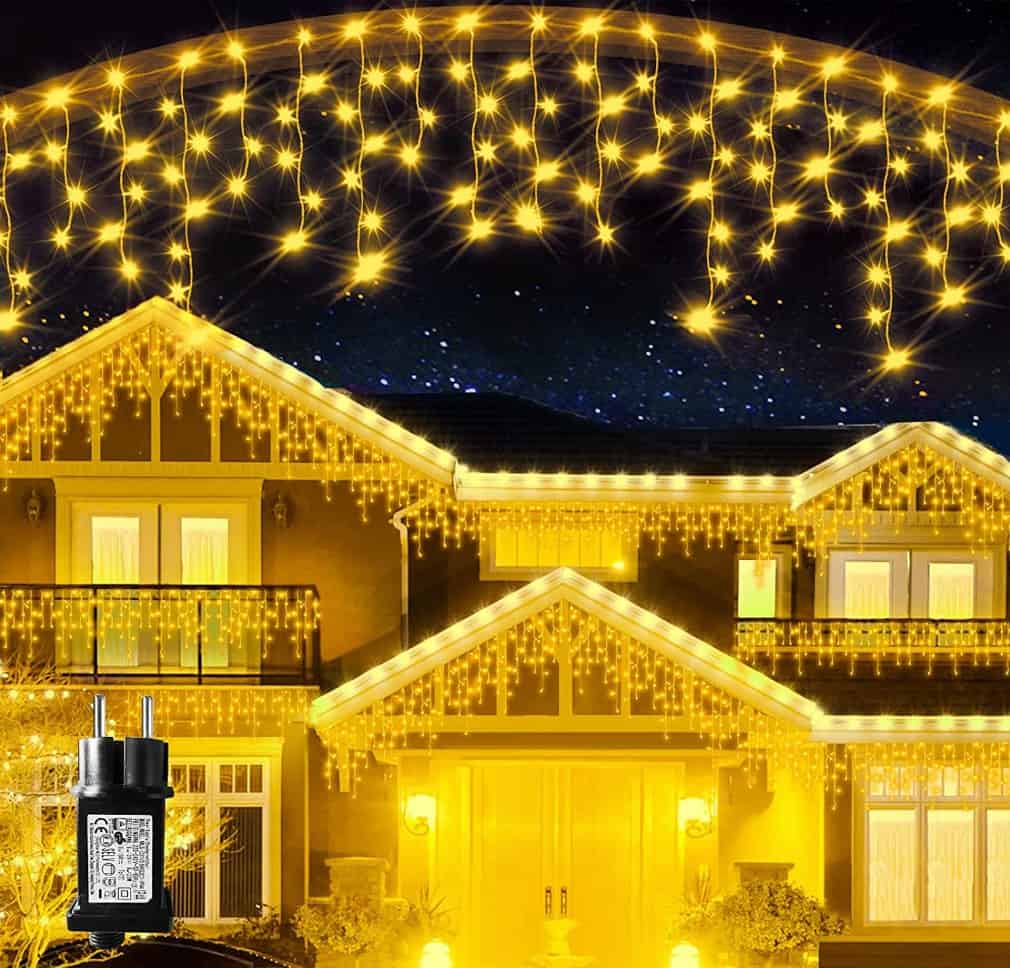 Eisregen Lichterkette Lichtervorhang Eiszapfen Aussen Innen Deko Strombetrieben 360 Led Weihnachtsbel