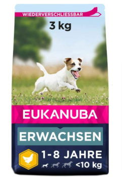 Eukanuba Hundefutter mit frischem Huhn fuer kleine Rassen Premium Trockenfutter fuer ausgewachsene Hu