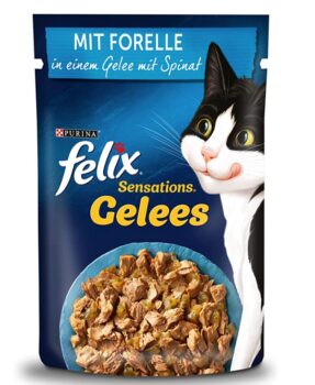 FELIX Sensations Gelees Katzenfutter nass mit Seelachs Tomate in Gelee 26er Pack 26 x 85g   Am