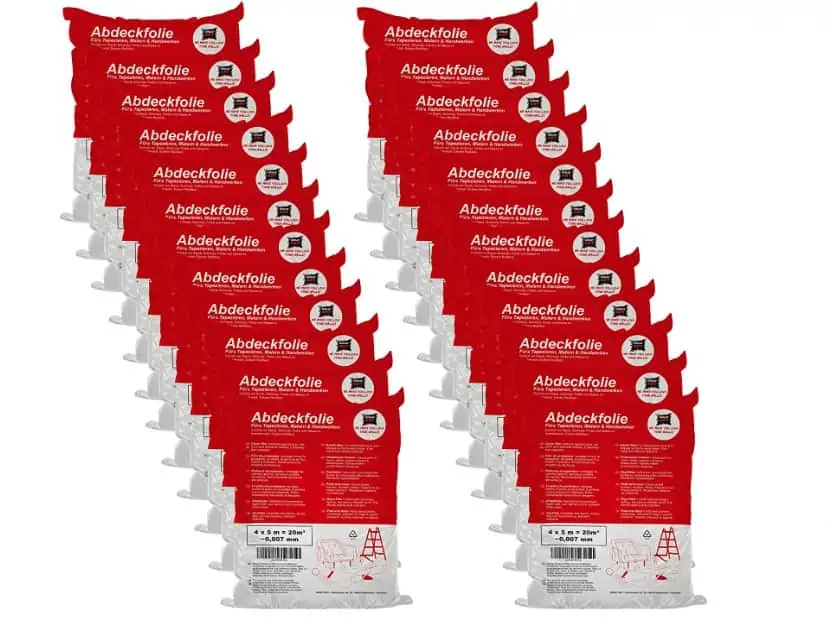 GREAT ART® Abdeckfolie – 20 x (4 x 5 m) Folie Abdeckplane HDPE Leichtplane für 5,99 € inkl. Prime-Versand (statt 14,99 €)