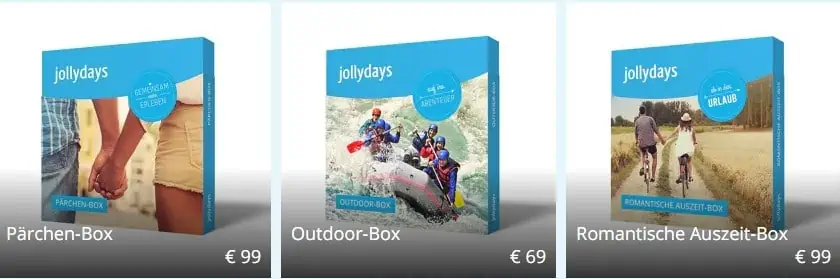 Jollydays: 22% auf Erlebnis-Geschenkboxen