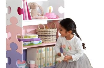 KidKraft 14415 Puzzle Buecherregal fuer Kinder in Pastellfarben Kinderzimmermoebel und Regal Buecherregal mit 3 Boeden Amazon de Kueche Haushalt Wohnen