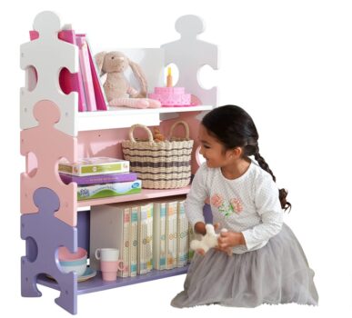 KidKraft 14415 Puzzle Buecherregal fuer Kinder in Pastellfarben Kinderzimmermoebel und Regal Buecherregal mit 3 Boeden Amazon de Kueche Haushalt Wohnen