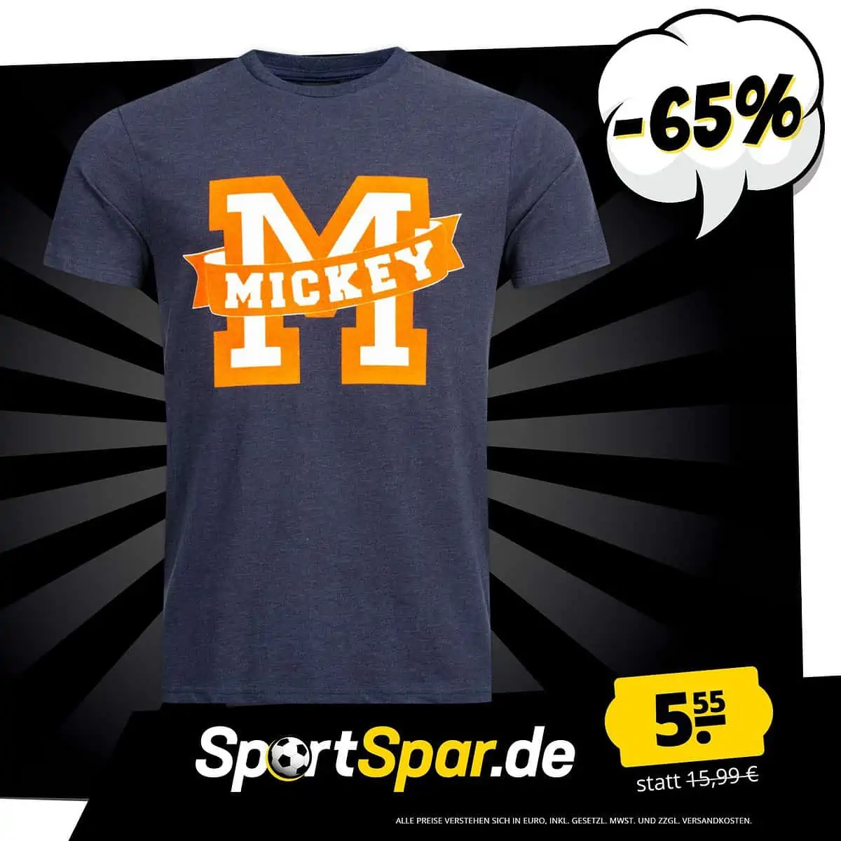 Micky Maus Disney Herren T-Shirt HS3659-navy (Gr. S bis L) für 5,55 € zzgl. 3,95 € Versand