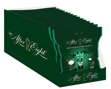 NESTLE AFTER EIGHT Weihnachtskugeln Pralinen aus dunkler Schokolade mit Minzfuellung 15er Pack 15