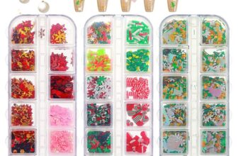 Sibba 3 Box 3D Weihnachts Nail Art Pailletten 36 Grids Weihnachten Nagel Glitzer Holographische Schneeflocken