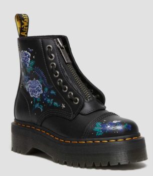 Sinclair Mystic Floral Leder Plateaustiefel   Dr. Martens