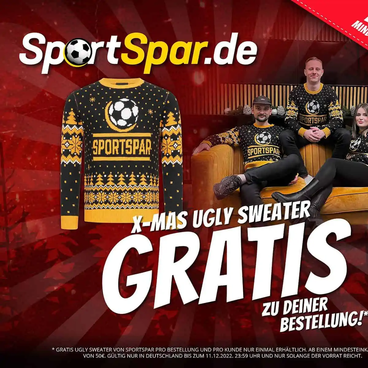SportSpar.de X-MAS Ugly Sweater Gratis (50 € MBW)