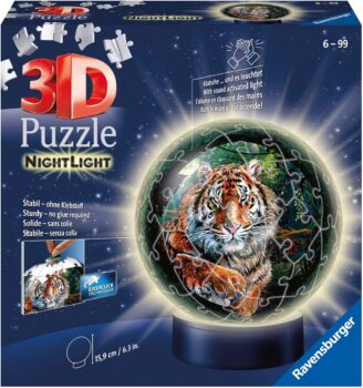 Ravensburger 3D Puzzle - Nachtlicht Puzzle-Ball Raubkatzen