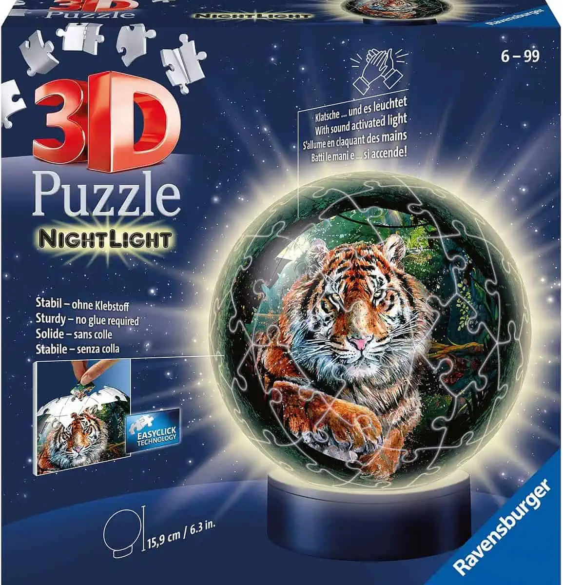 Ravensburger 3D Puzzle – Nachtlicht Puzzle-Ball Raubkatzen (72 Teile) für 11,75 € inkl. Prime-Versand (statt 25,94 €)