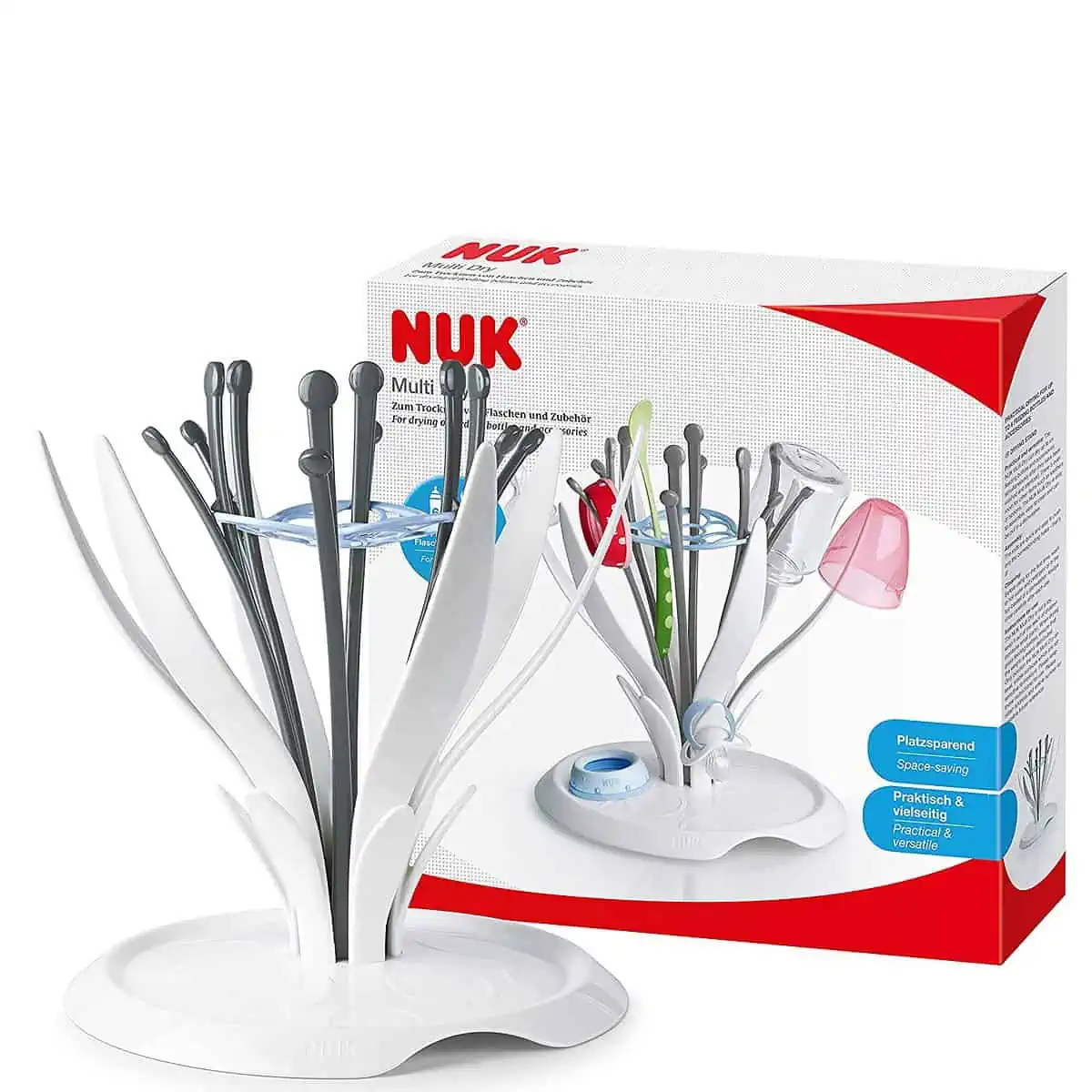 NUK MultiDry Trockenständer (praktisches Trocknen von bis zu 6 Babyflaschen und Zubehör, BPA-frei) für 11,99 € [Prime] statt 17,98 €