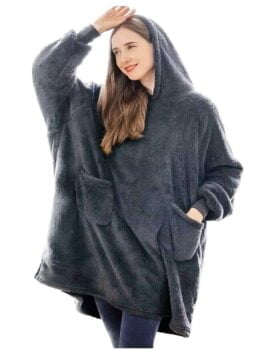 Aisbo Hoodie Decke mit Aermeln und Kapuze Kuschel Pullover Decken Pulli Blanket Hoodie Oversize Da