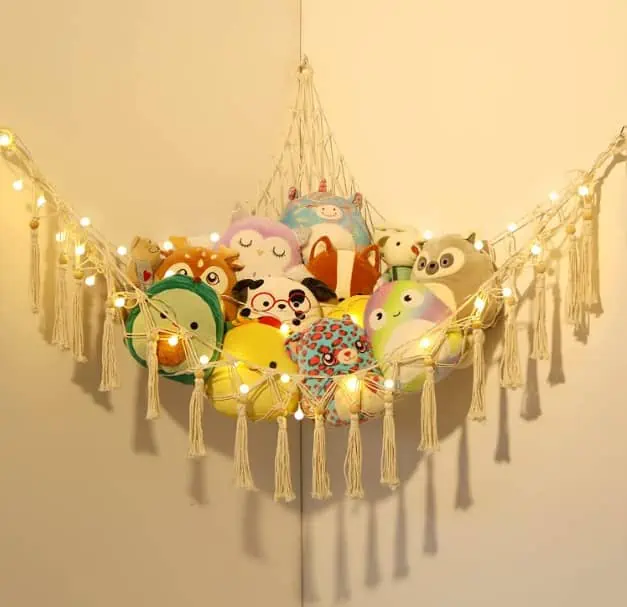 Spielzeug Aufbewahrung Netz Hängend Kuscheltier Aufbewahrung mit LED für 14,99 € inkl. Prime-Versand (statt 29,99 €)