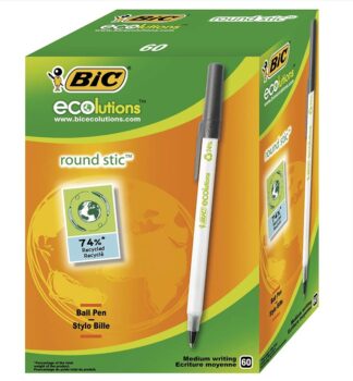 BIC Kugelschreiber ECOlutions Round Stic in Schwarz Strichstaerke mm er Pack Ideal