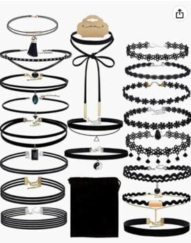 Defrsk 20 Stueck Choker Halsketten Set Tattoo Halskette Choker Halsband Schwarz Damen Schmuck Samt Ha