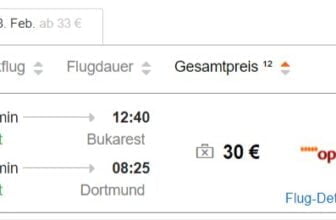 Dortmund nach Bukarest Hin und Rueckflug fuer E