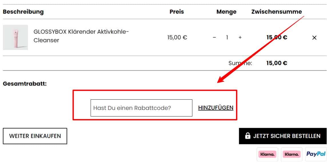 Glossybox Rabattcode einloesen
