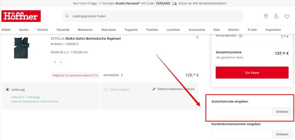 Hoeffner Rabattcode einloesen
