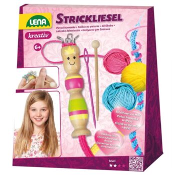 Lena Bastelset Strickliesel Komplettset mit Liesel und Strickhaken aus Holz Stricknadel und