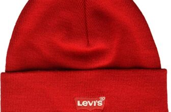 Levis Herren Red Batwing Embroidered Slouchy Beanie Strickmuetze