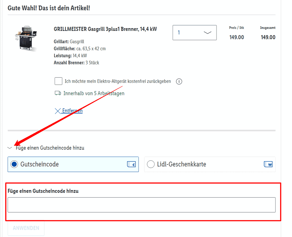 Lidl Rabattcode einloesen