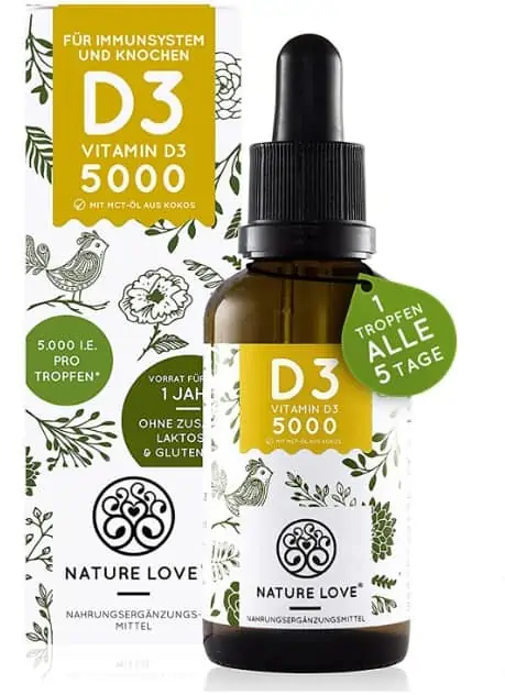 NATURE LOVE® Vitamin D3 5000 (50ml flüssig) ab 4,99 € inkl. Versand (statt 15,99 €)