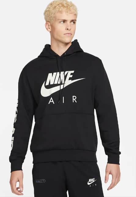 Nike Air Brushed Back Fleece Hoodie In Schwarz