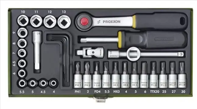 PROXXON 23080 Steckschlüsselsatz 1/4″, 36-teilig