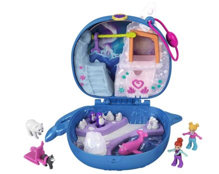 Polly Pocket GKJ Narwal Eisspass Schatulle mit lustigen Ueberraschungen den kleinen Puppen Polly